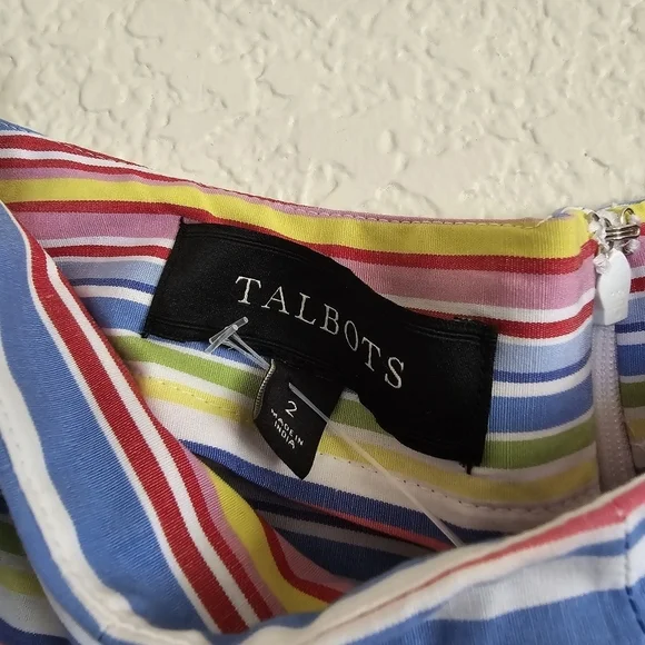 Talbots Full Pleated A Line Skirt Rainbow Stripes size 2 - Picture 4 of 6